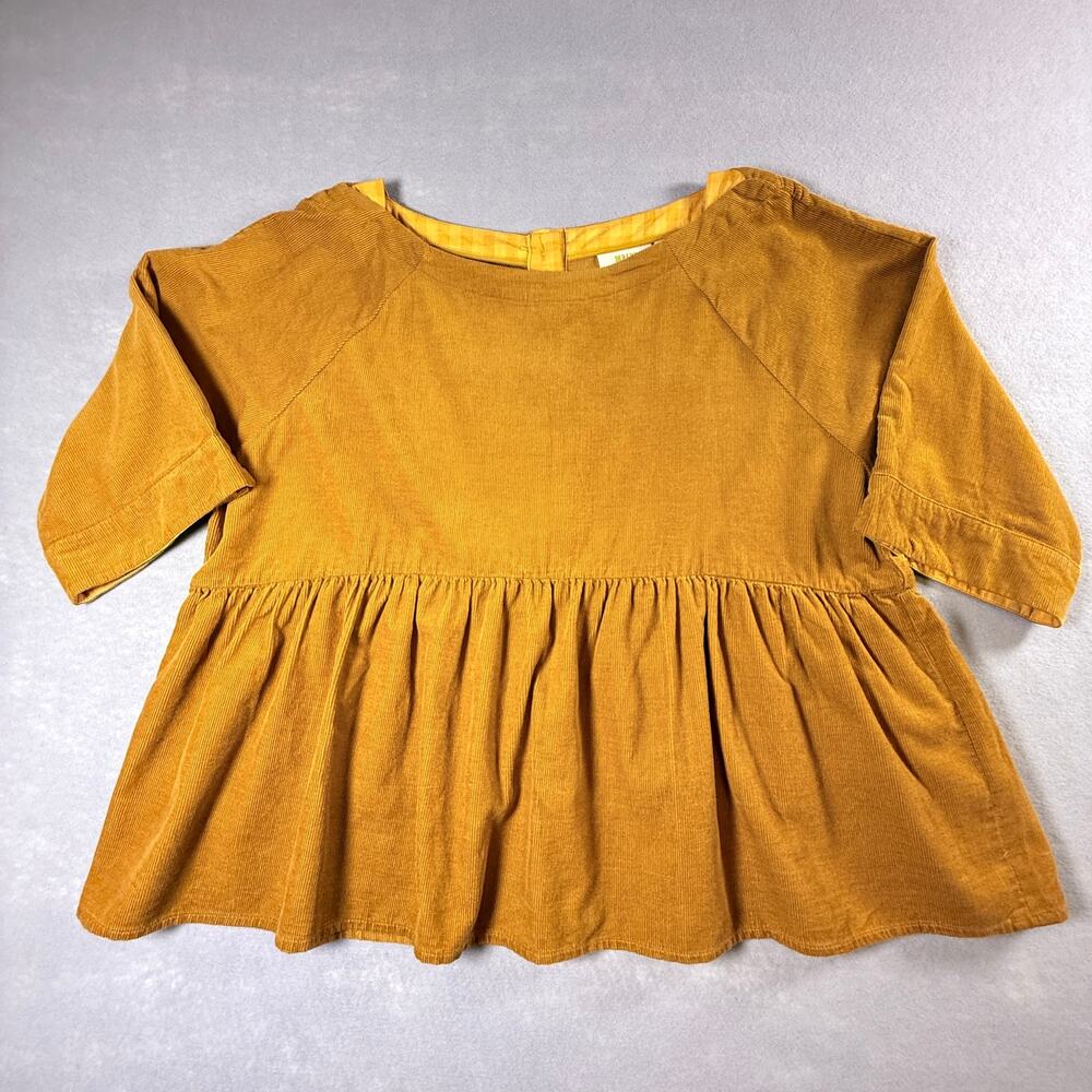 Maeve mustard corduroy baby doll blouse - yellow gold fall short sleeve size M
